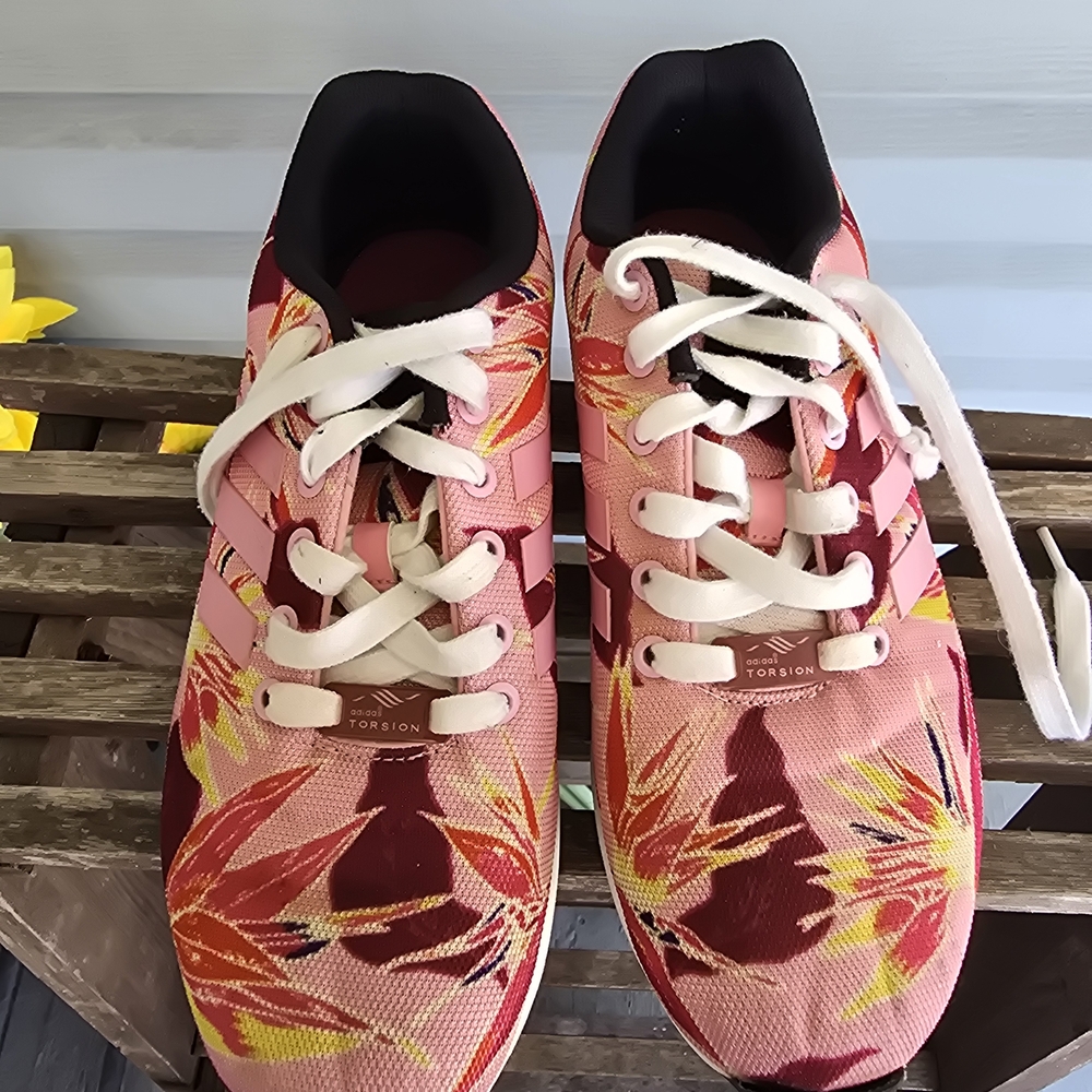 Adidas ZX Flux Print Mens Size 7 Pink White Athletic Running Shoes Sneakers - Picture 12 of 16